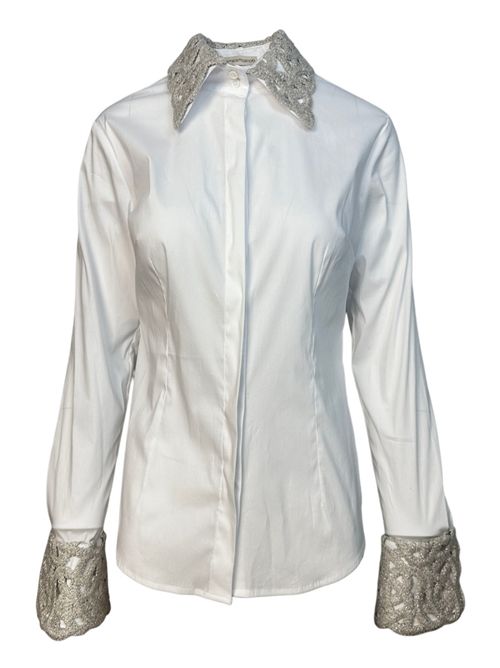 camicia donna dettagli macramè bianca Camicetta Snob | 595-31412108
